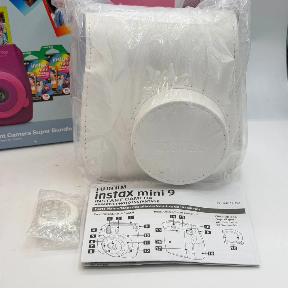 Fujifilm Instax Mini 9 Instant Camera Purple Pink Two-Tone Bundle with Case New